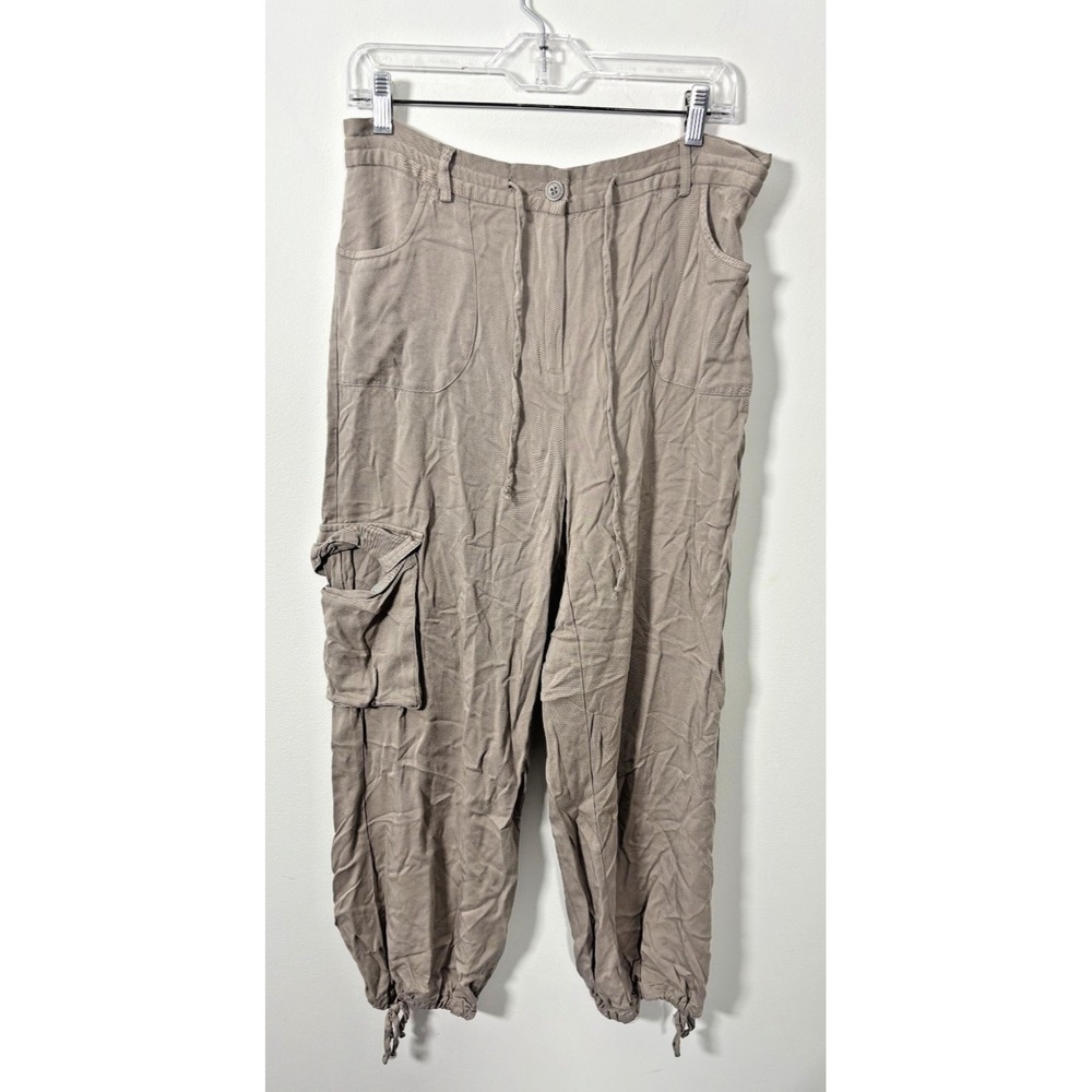 Sincerely Jules Women's XL Cargo-Style Jogger Pants Pockets Tan